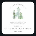 WATERVERF FOREST-MERRY CHRISTMAS VIERKANTE STICKER<br><div class="desc">EEN OUDERE,  NATUUR HEEFT EEN HOLIDAIR ONTWERP GEZIEN. DEEL VAN EEN COLLECTIE. MET ELEGANTE TEKST EN EEN BEAUTIEF ONTWERP VAN DE WATERVERF.</div>