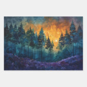 Waterverf Forest mistige dennenbomen ontvlechting Inpakpapier Vel (Voorkant)