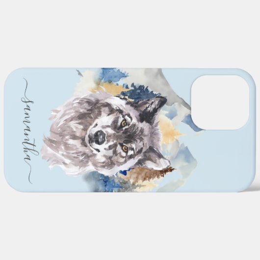 Waterverf Forest Monogram van Beauful Wolf Head Case-Mate iPhone Case (Achterkant (horizontaal))