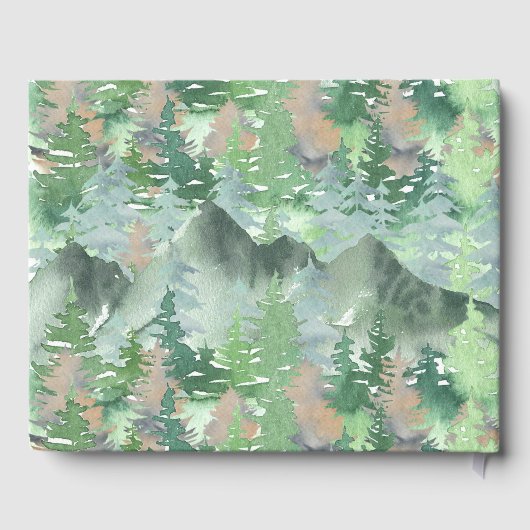 Waterverf Forest Mountain Cabin Gastenboek (Achterkant)