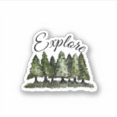Waterverf Forest Mountain Exken Sticker (Voorkant)