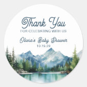 Waterverf Forest Mountain Rustic Adventure Round Ronde Sticker (Voorkant)