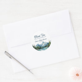 Waterverf Forest Mountain Rustic Adventure Round Ronde Sticker