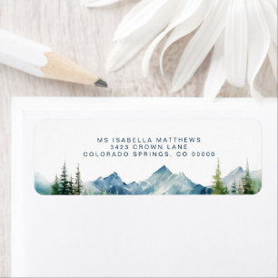 Waterverf Forest Mountain Rustic Adventure Terug Etiket