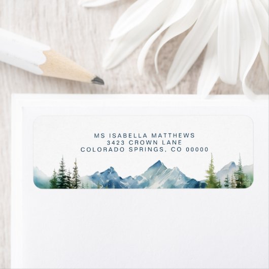 Waterverf Forest Mountain Rustic Adventure Terug Etiket (Insitu)