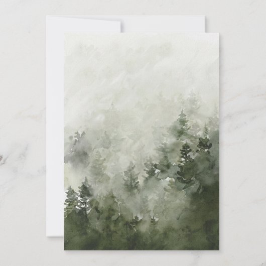 Waterverf Forest Mountain Wedding Invitation Kaart (Achterkant)