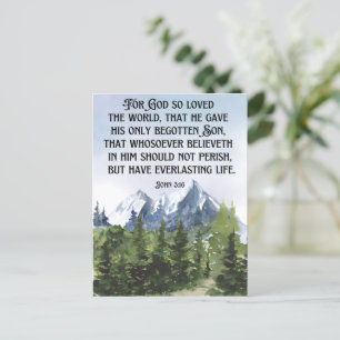 Waterverf Forest Mountains John 3 16 Scripture Briefkaart