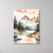 Waterverf Forest Mountains Natuur Canvas Afdruk (Voorkant)