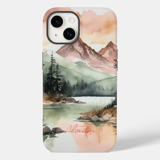 Waterverf Forest Mountains Natuur Case-Mate iPhone Case (Achterkant)
