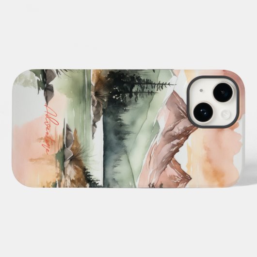 Waterverf Forest Mountains Natuur Case-Mate iPhone Case (Achterkant (horizontaal))