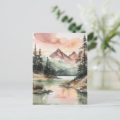 Waterverf Forest Mountains Natuur Feestdagenkaart (Staand voorkant)