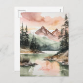 Waterverf Forest Mountains Natuur Feestdagenkaart (Voorkant / Achterkant)