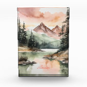 Waterverf Forest Mountains Natuur Fotoblokken (Voorkant)