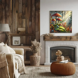 Waterverf Forest Mushrooms Foliage Fungi Art Poster