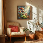 Waterverf Forest Mushrooms Foliage Fungi Art Poster