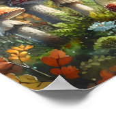 Waterverf Forest Mushrooms Foliage Fungi Art Poster (Hoek)