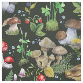 Waterverf Forest Mushrooms Greenery Berry Pattern Stof (Swatch)
