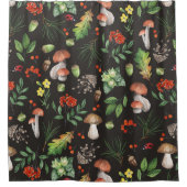 Waterverf Forest Mushrooms Leawers Flowers | Douchegordijn (Voorkant)