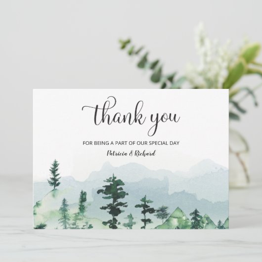 Waterverf Forest Outdoor bruiloft dank u (Staand voorkant)