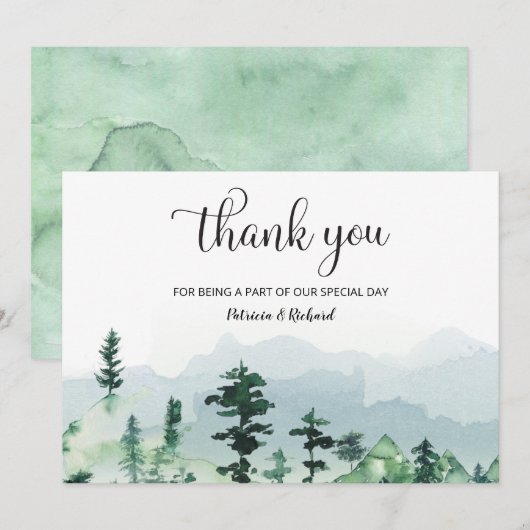 Waterverf Forest Outdoor bruiloft dank u Kaart (Voorkant / Achterkant)