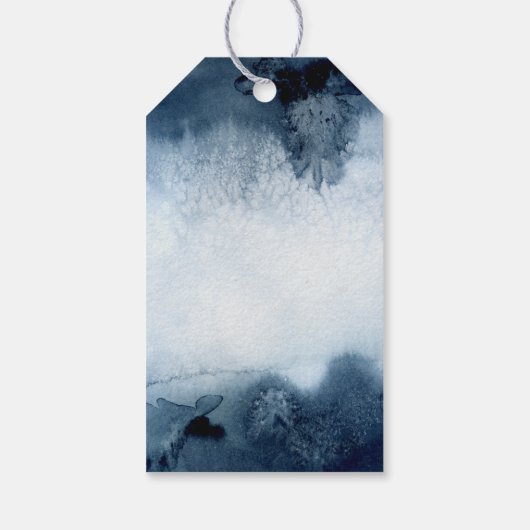 Waterverf Forest Owl Joy Kerstblauw sneeuw Cadeaulabel (Achterkant)