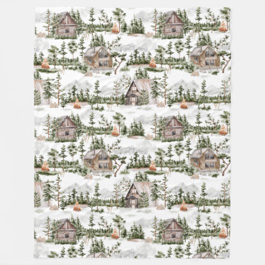 Waterverf Forest Pattern Fleece Deken (Voorkant)