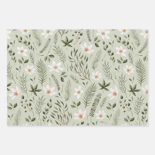 Waterverf Forest Pattern Inpakpapier Vel (Voorkant 3)