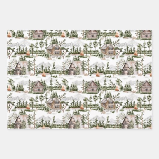 Waterverf Forest Pattern Inpakpapier Vel (Voorkant 3)