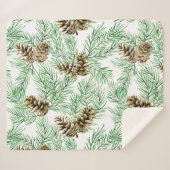 Waterverf Forest Pine Needles Cones Trees Natuur Sherpa Deken (Voorkant (horizontaal))