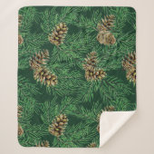Waterverf Forest Pine Needles Cones Trees Natuur Sherpa Deken (Voorkant)