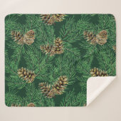 Waterverf Forest Pine Needles Cones Trees Natuur Sherpa Deken (Voorkant (horizontaal))