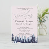 Waterverf Forest Pine Trees Wedding Kaart (Staand voorkant)