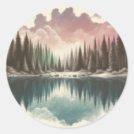 Waterverf Forest Ronde Sticker