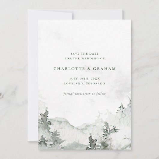 Waterverf Forest Save The Date (Voorkant)
