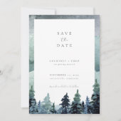 Waterverf Forest Save the Date Woodland Green Kaart (Voorkant)