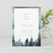 Waterverf Forest Save the Date Woodland Green Kaart (Staand voorkant)