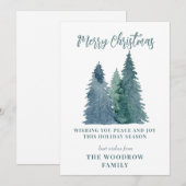 Waterverf Forest Snow Merry Kerstfeestdag Feestdagenkaart (Voorkant / Achterkant)