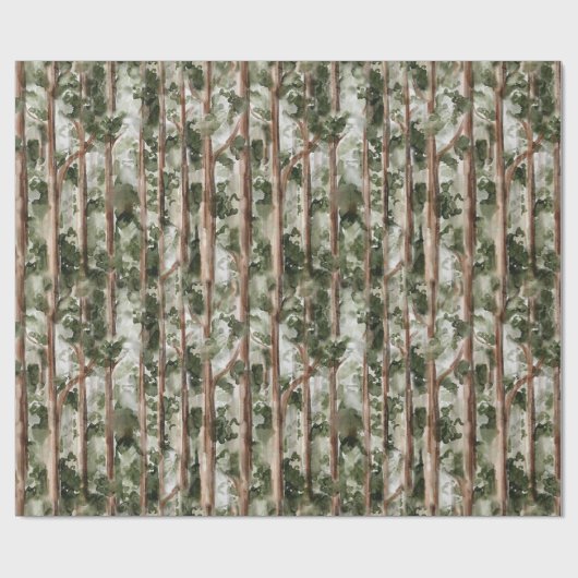 Waterverf Forest Tree Wrapping Paper Cadeaupapier (Vlak)