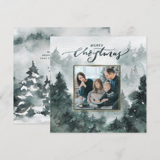 Waterverf Forest | Vroegere kerstfoto (Voorkant / Achterkant)