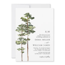 Waterverf Forest Wedding Invitation