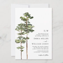 Waterverf Forest Wedding Invitation Kaart