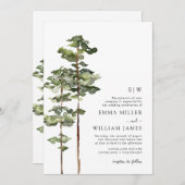 Waterverf Forest Wedding Invitation Kaart (Voorkant / Achterkant)