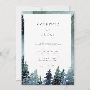 Waterverf Forest Wedding Invitation Woodsy Trees Kaart