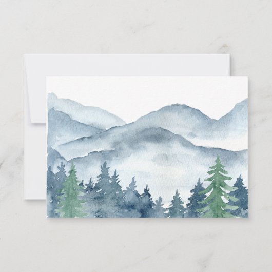 Waterverf Forest Wedding RSVP Response Kaart (Achterkant)