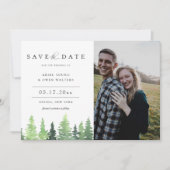 Waterverf Forest Wedding Save the Date Photo Aankondiging (Voorkant)
