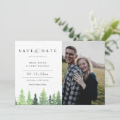 Waterverf Forest Wedding Save the Date Photo Aankondiging (Staand voorkant)