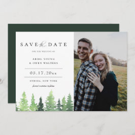 Waterverf Forest Wedding Save the Date Photo Aankondiging