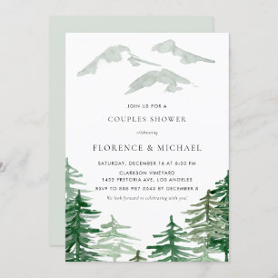 Waterverf Forest Winter Woodland Couples Shower Kaart