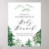 Waterverf Forest Woodland Baby Brunch Welkom Poster (Voorkant)