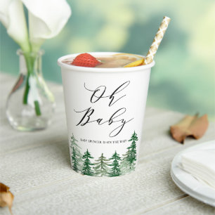 Waterverf Forest Woodland Baby shower Papieren Bekers
